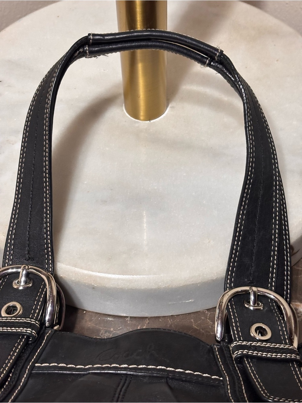 Coach Black Leather Satchel with Silver Hardware - Picture 5 of 5